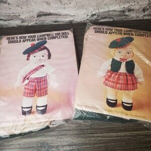 NOS Vintage Campbell Soup Boy & Girl Scottish Kids Doll Kits Sealed Crafts